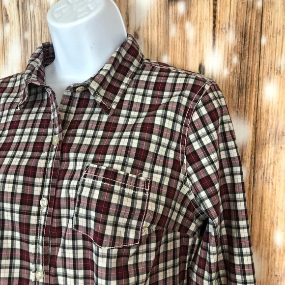 Mossimo Plaid Button Down Collared Long Sleeve Shirt - Picture 2 of 8